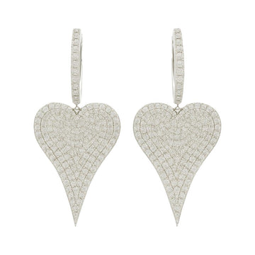 Diamond Pavé Heart Drop Earrings
