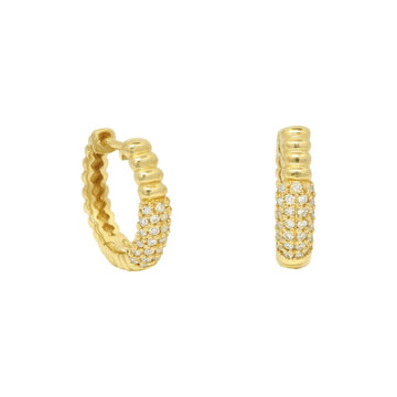 Pavé Fluted Mini Hoops