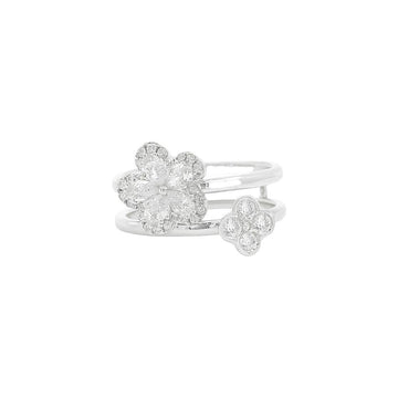 Diamond Flower & Clover Ring