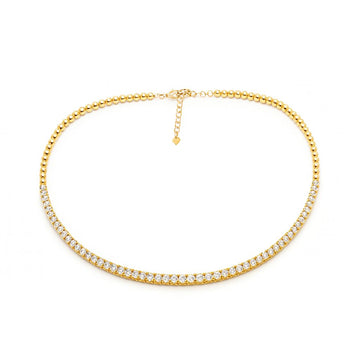 Beaded Diamond Tennis Choker Necklace