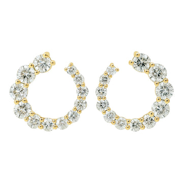Graduated Diamond Open Hoop Earrings