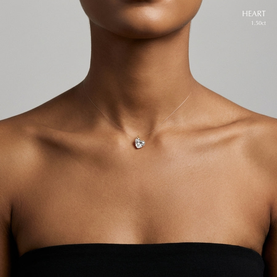 Heart necklace worn on model