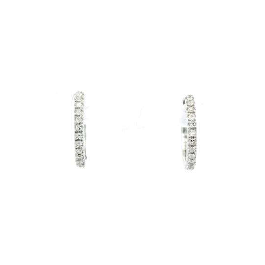 14k White Gold Signature Plus Huggies Earrings