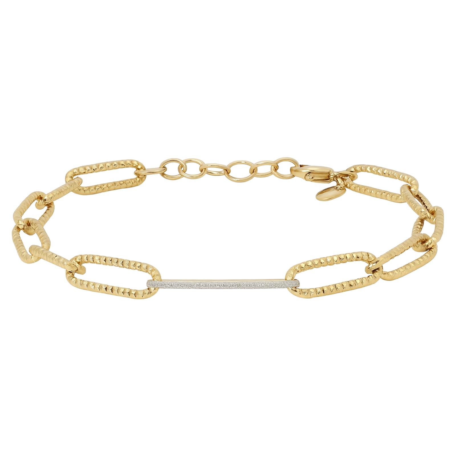 Hammered Link Diamond Bar Bracelet