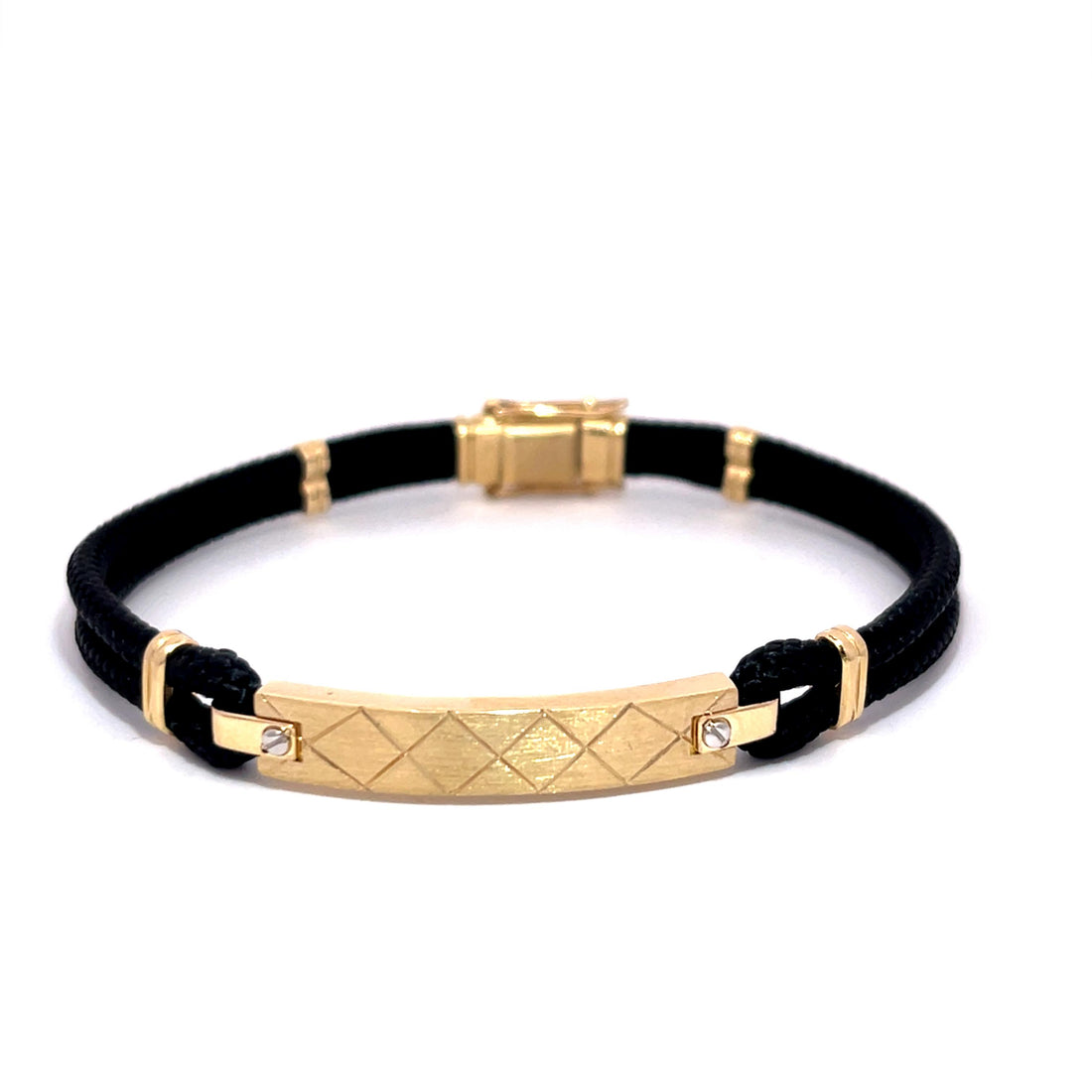 Men’s 14K Yellow Gold Patterned Bar Bracelet