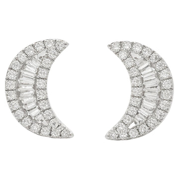 Diamond Crescent Moon Stud Earrings