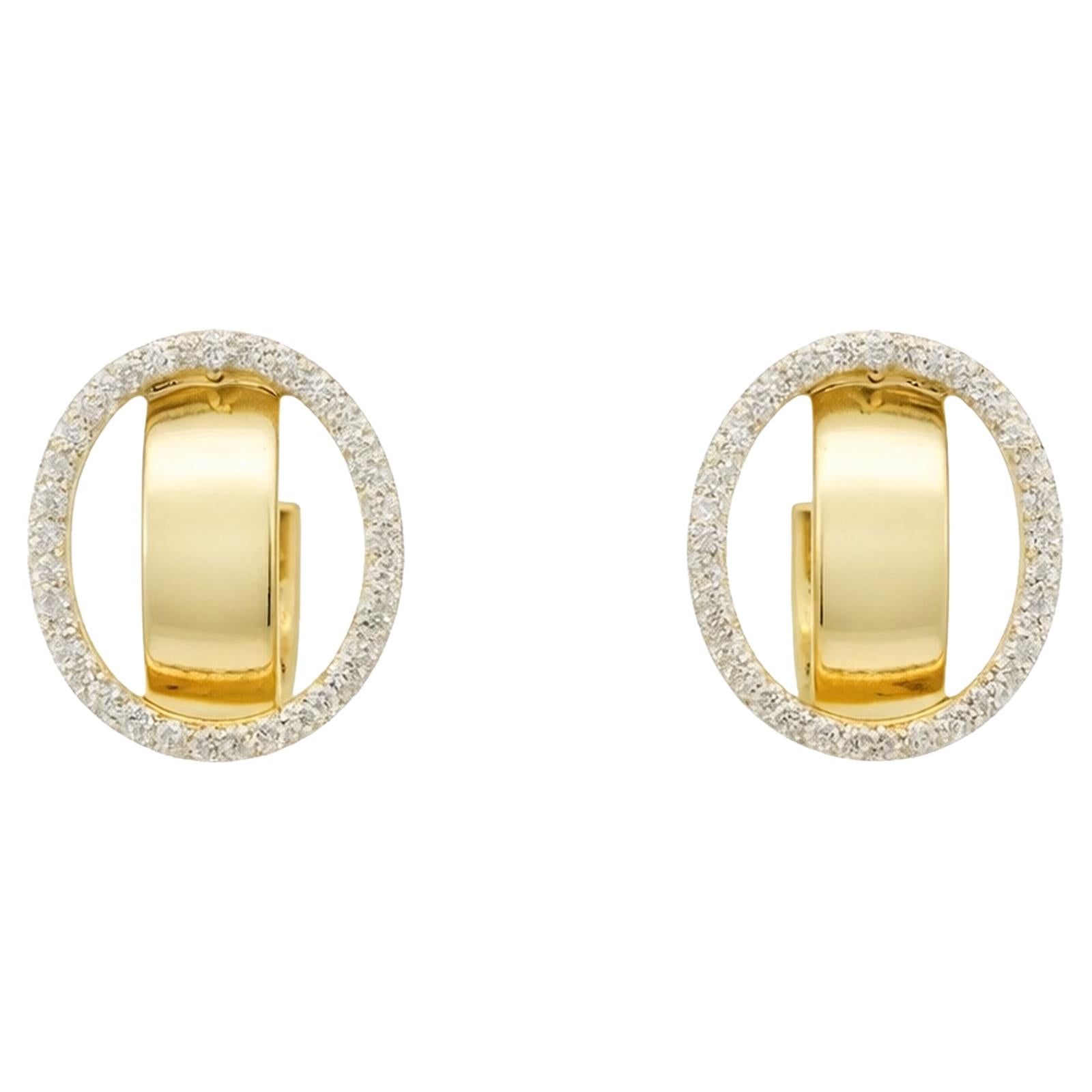 Diamond Dust Oval Huggie Earrings