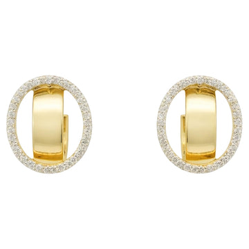 Diamond Dust Oval Huggie Earrings