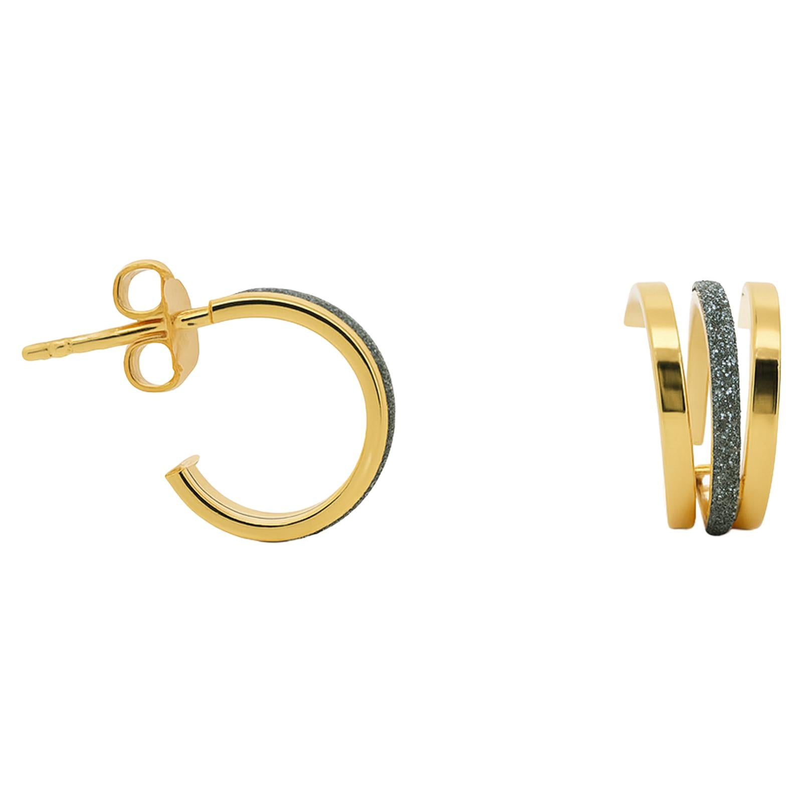 Triple Curve Stardust Hoop Earrings