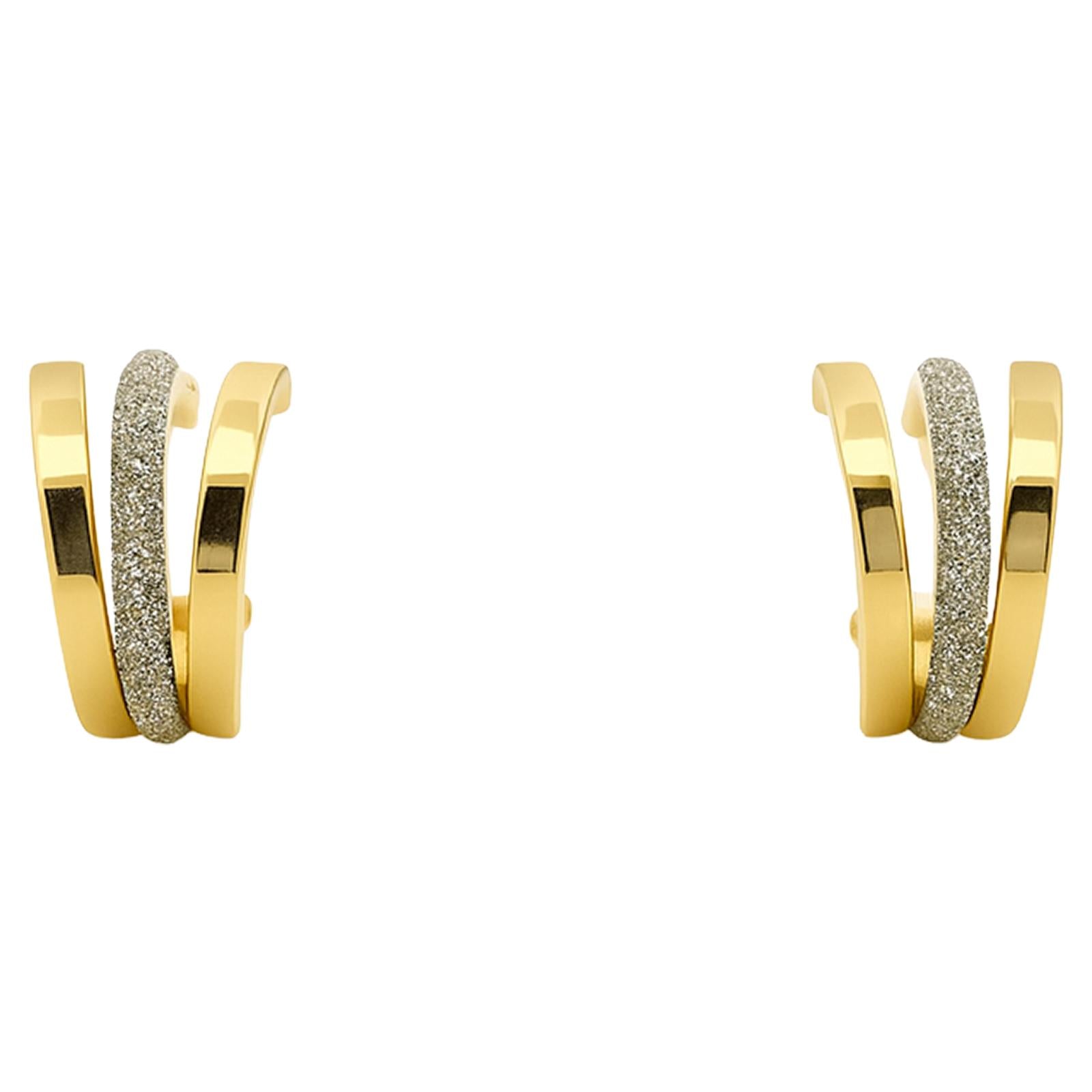 Triple Curve Stardust Hoop Earrings