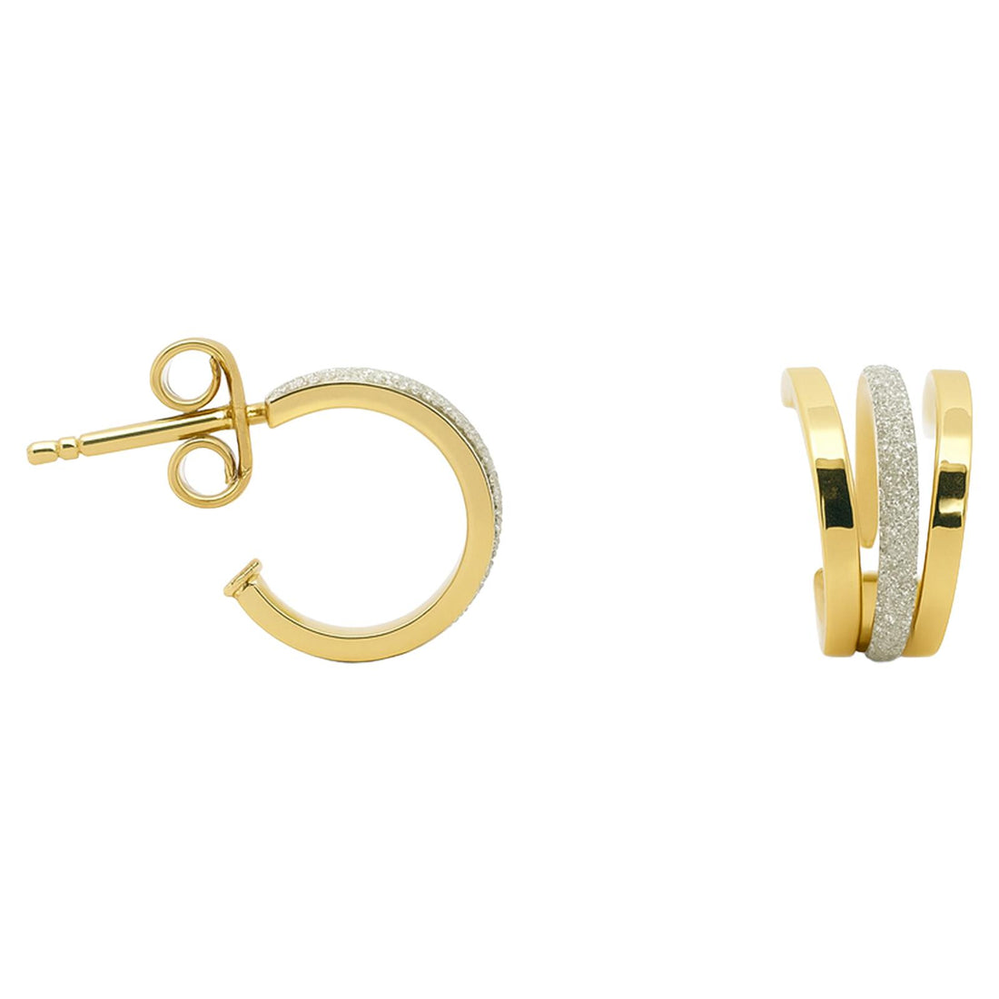 Triple Curve Stardust Hoop Earrings