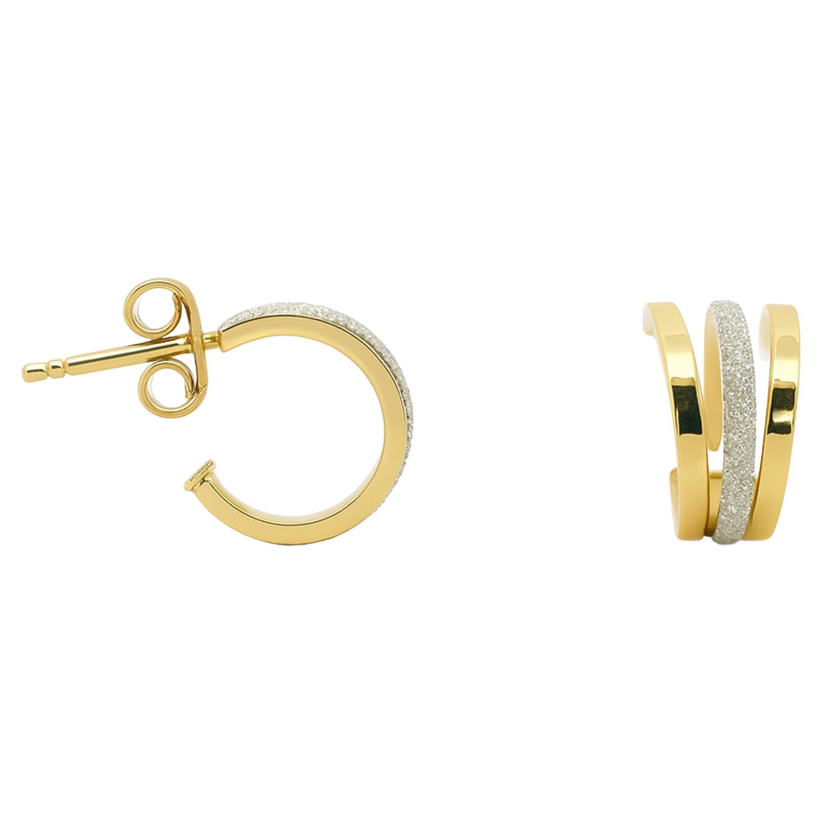 Triple Curve Stardust Hoop Earrings