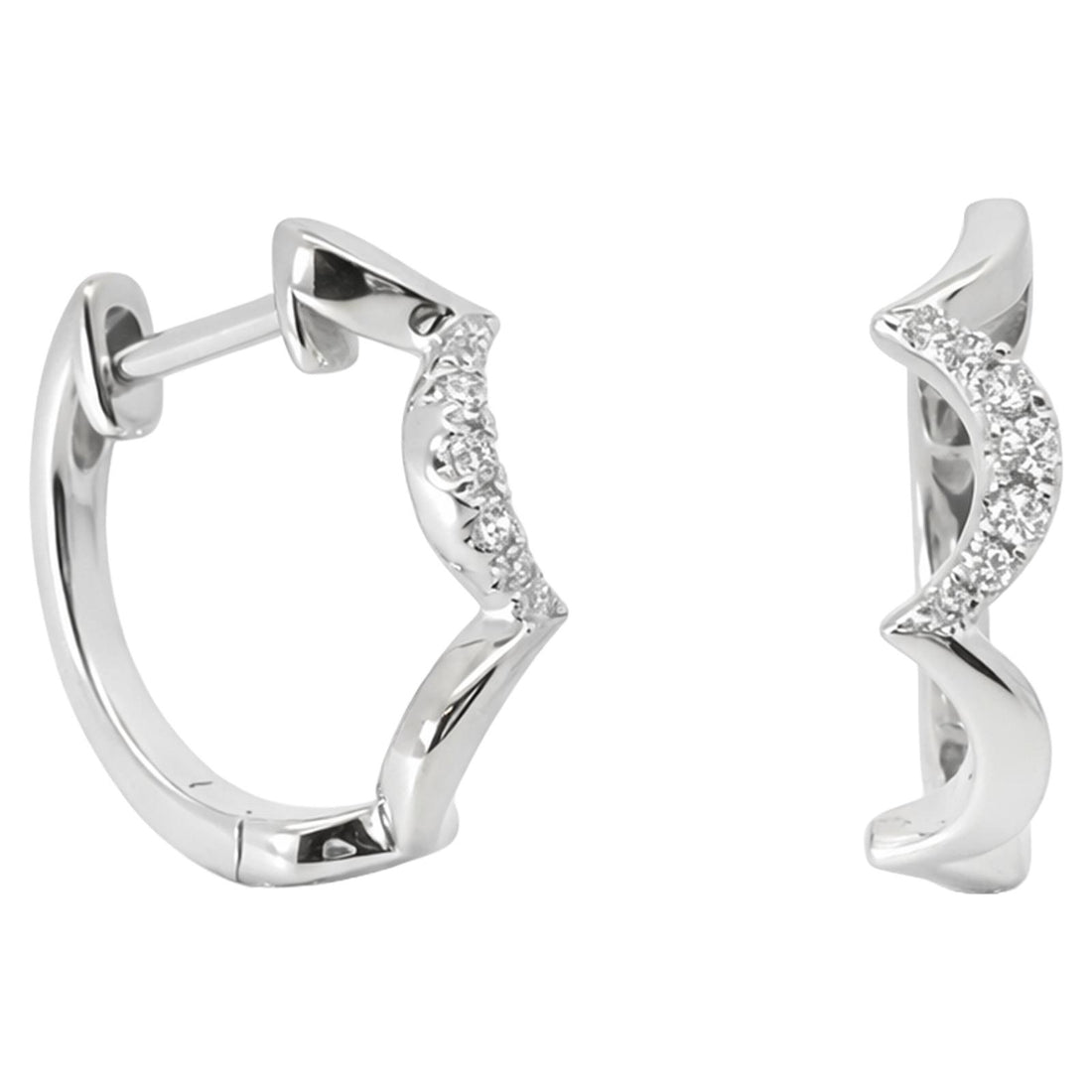 Diamond Wave Huggie Earrings