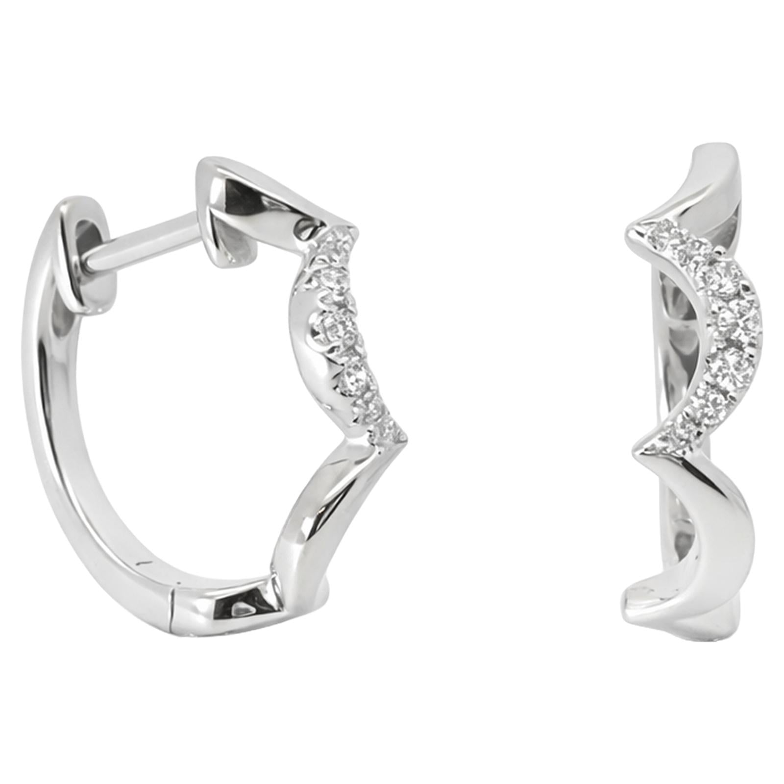 Diamond Wave Huggie Earrings