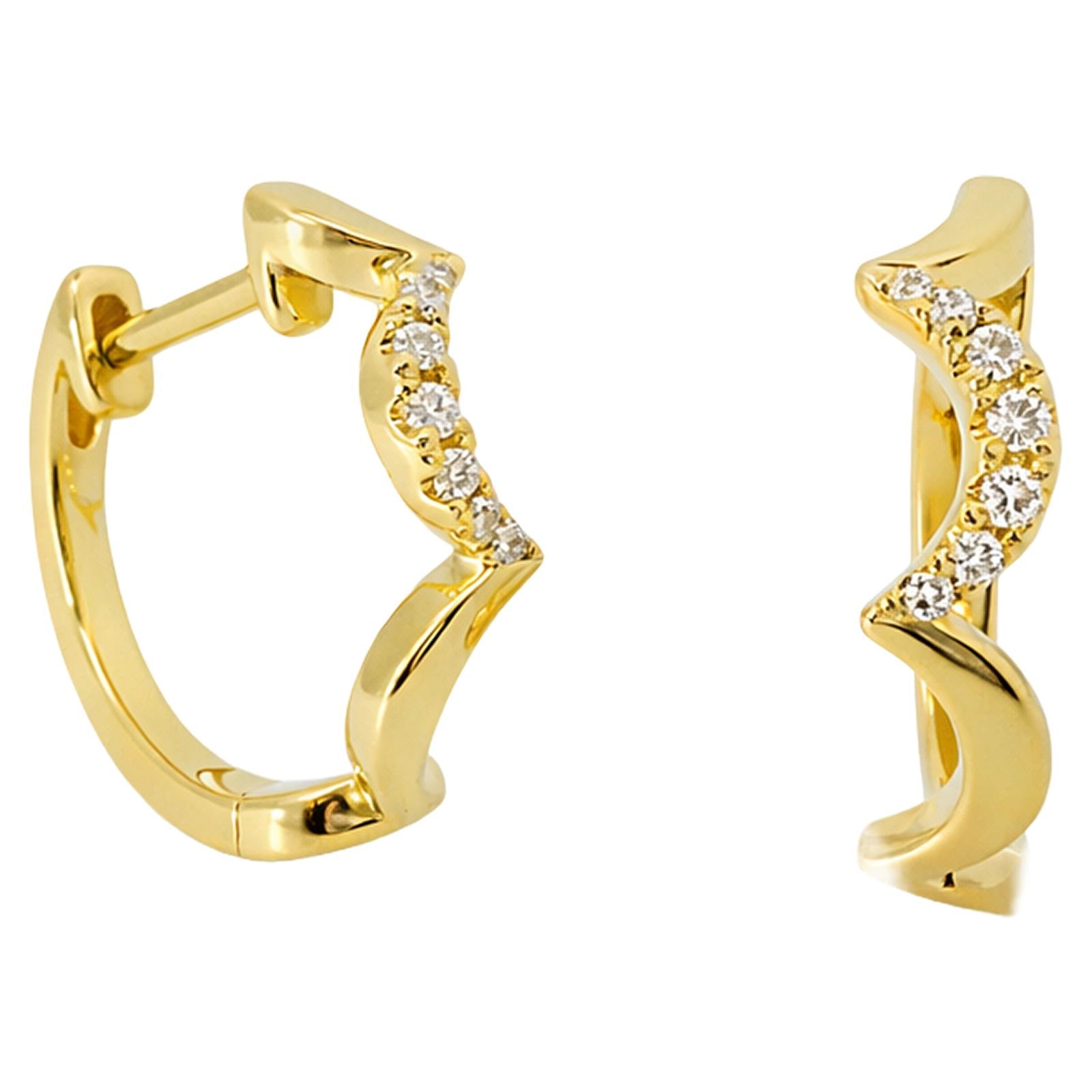 Diamond Wave Huggie Earrings