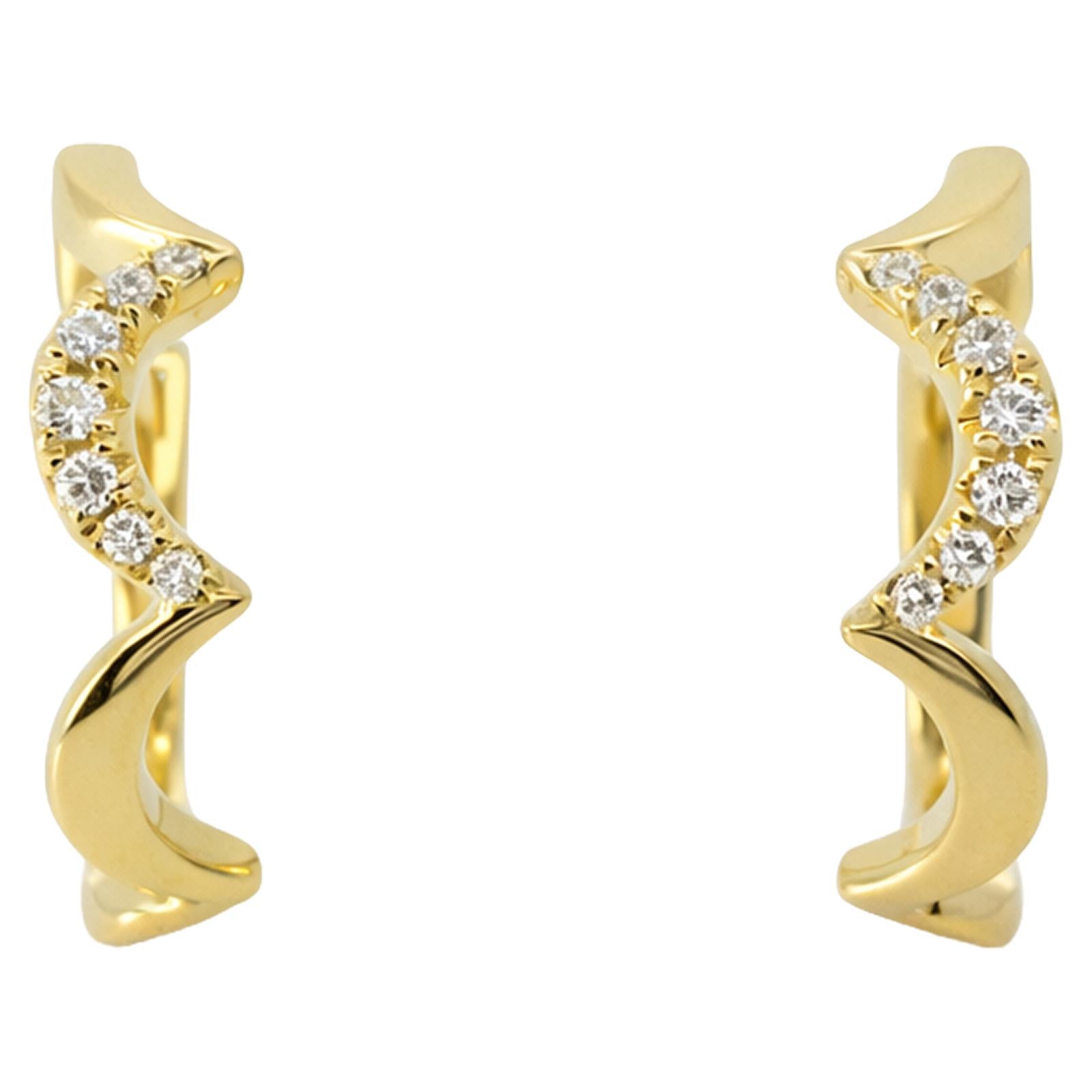 Diamond Wave Huggie Earrings