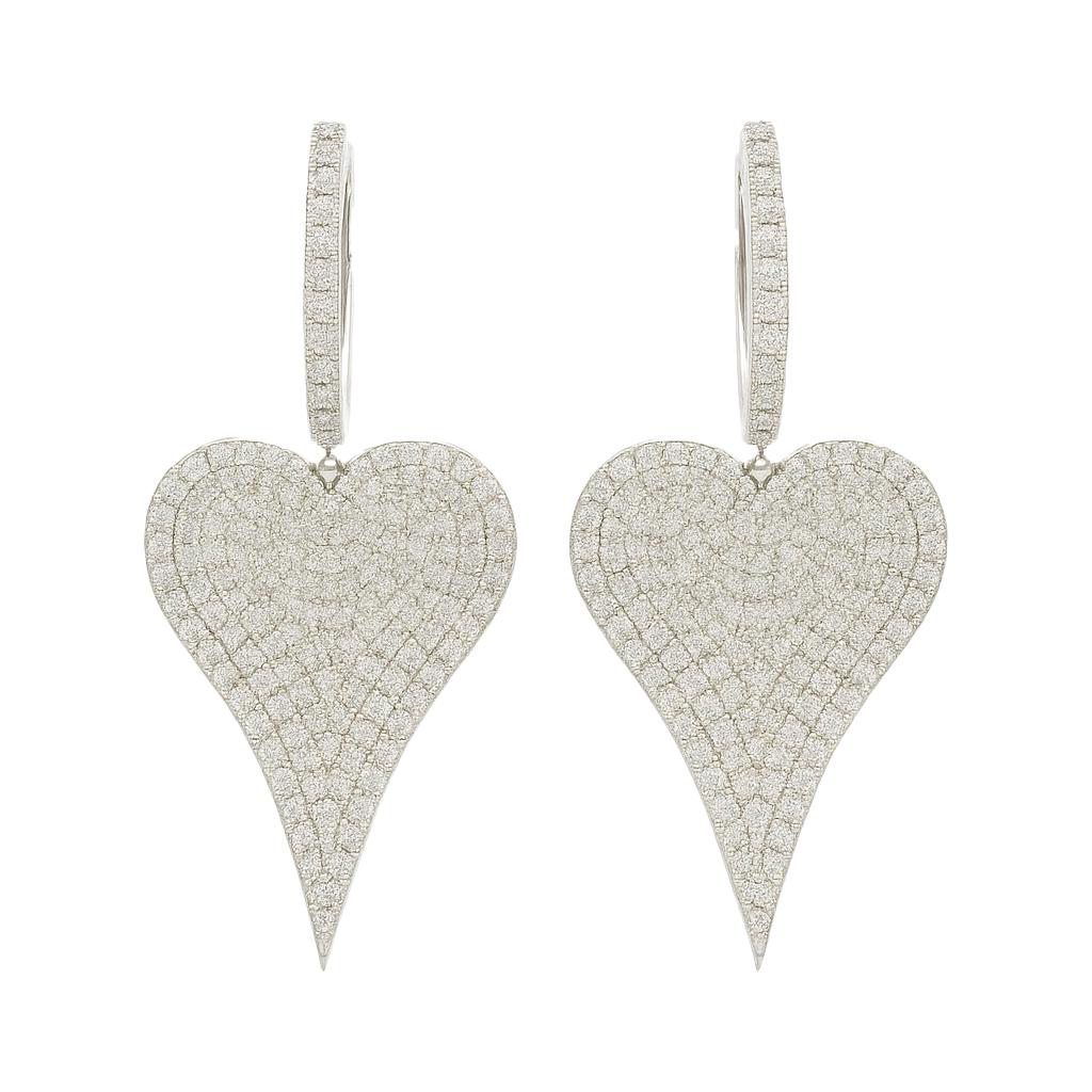Diamond Pavé Heart Drop Earrings