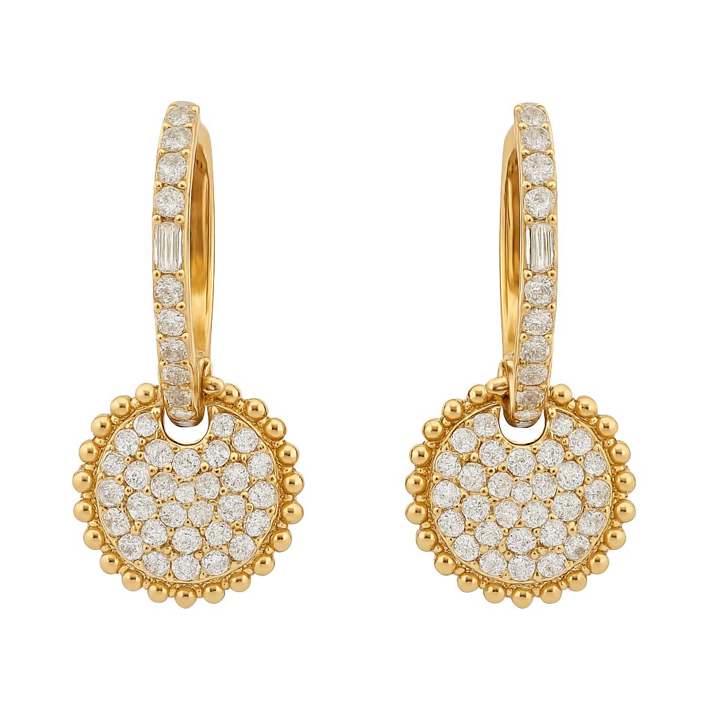 Diamond Disc Drop Earrings