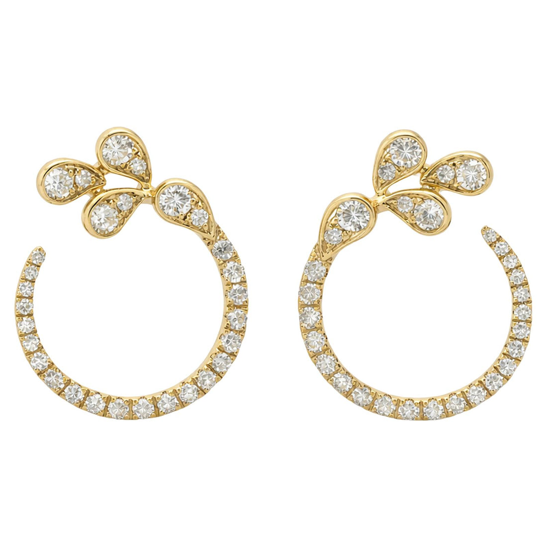 Diamond Floral Hoop Earrings