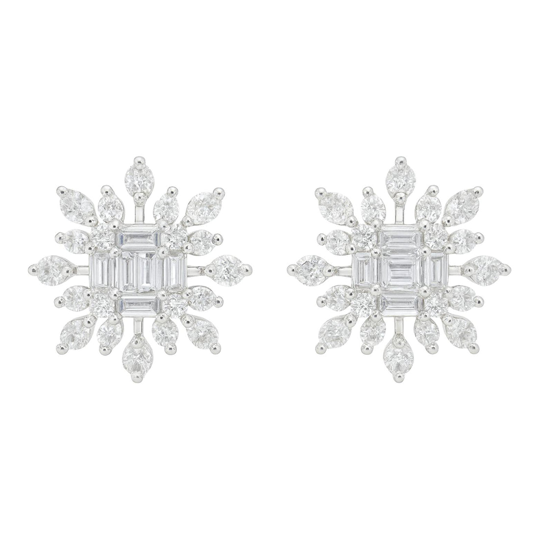 Radiant Diamond Starburst Stud Earrings