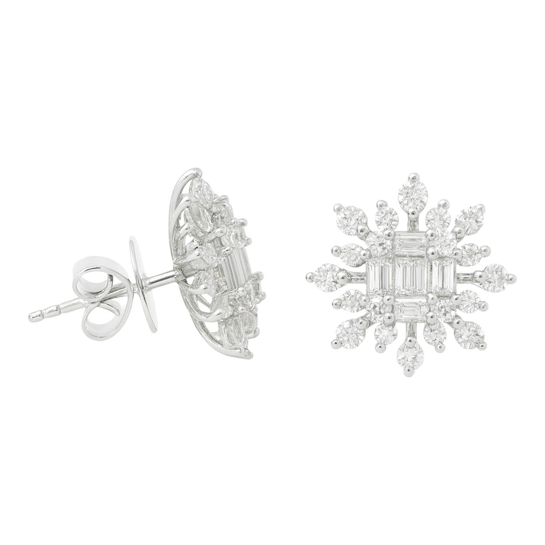 Radiant Diamond Starburst Stud Earrings