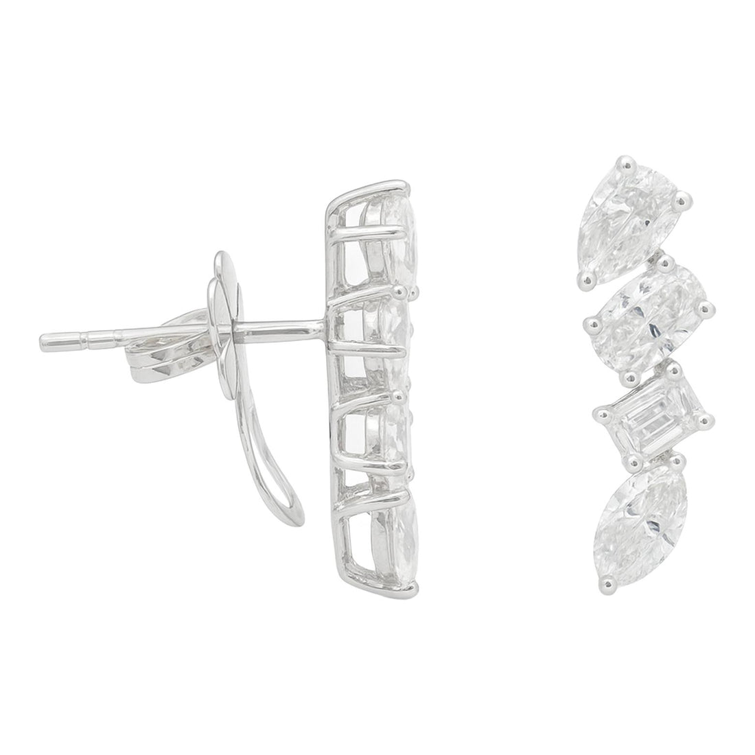 Mixed Shape Diamond Drop Earrings