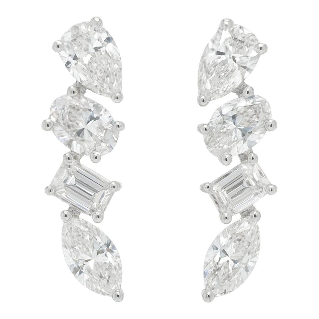 Mixed Shape Diamond Drop Earrings