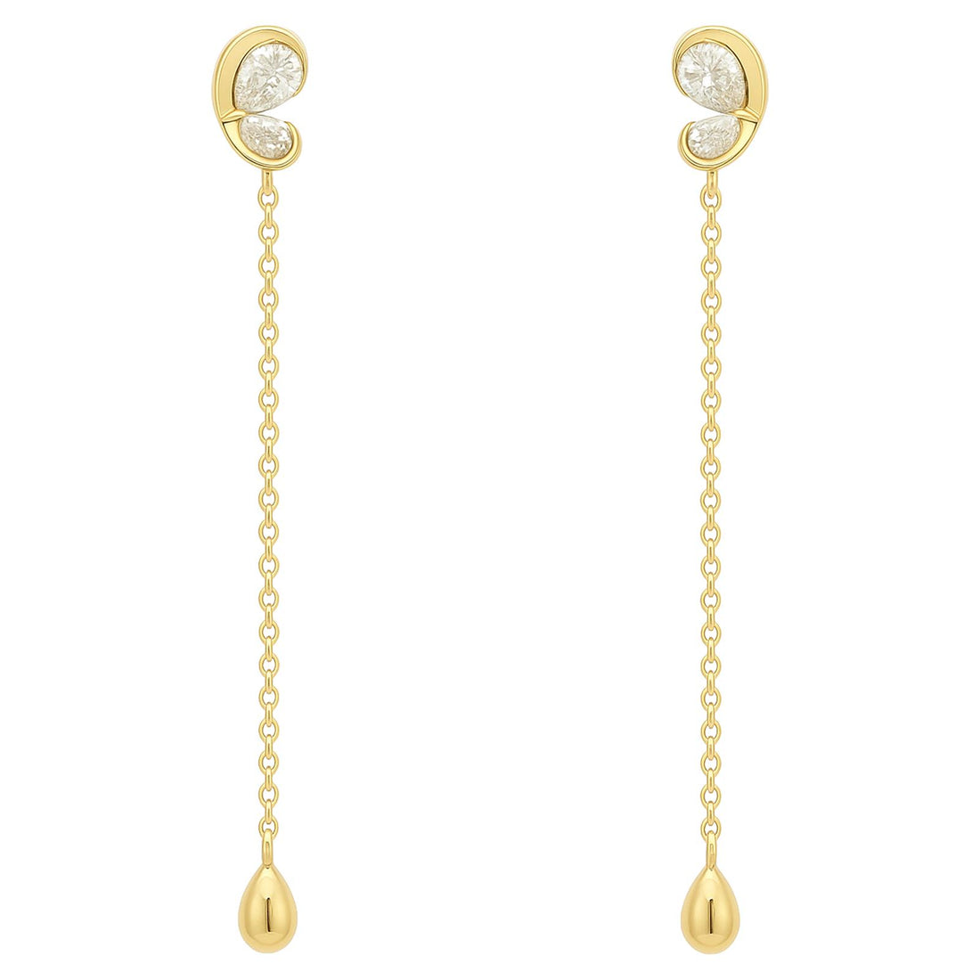 Teardrop Duo Diamond Chain Earrings