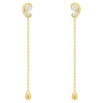Teardrop Duo Diamond Chain Earrings