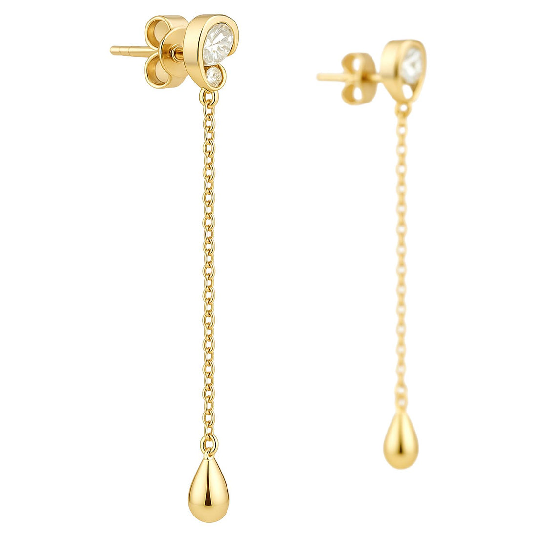 Teardrop Duo Diamond Chain Earrings
