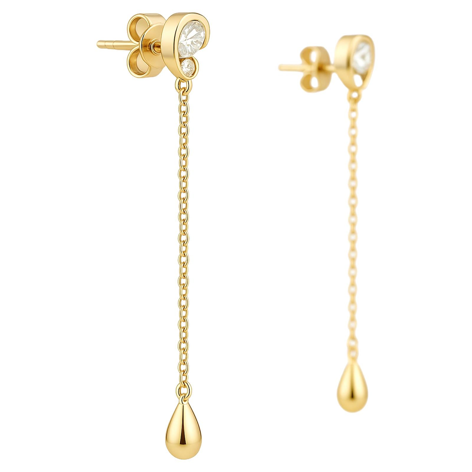 Teardrop Duo Diamond Chain Earrings