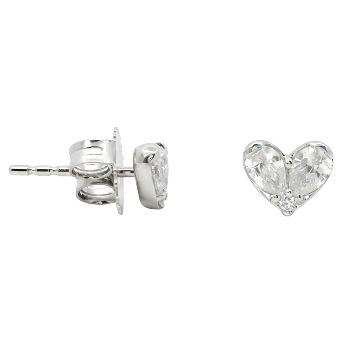 Pear Diamond Heart Stud Earrings
