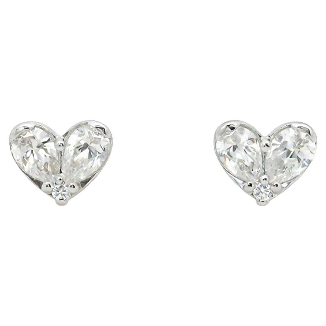 Pear Diamond Heart Stud Earrings