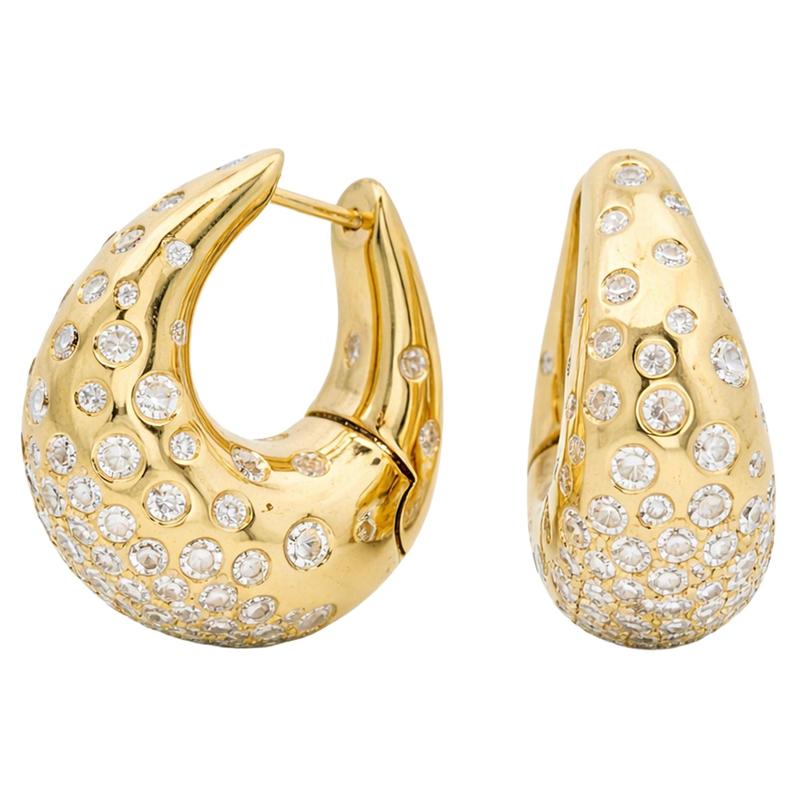 Diamond Dust Teardrop Hoop Earrings