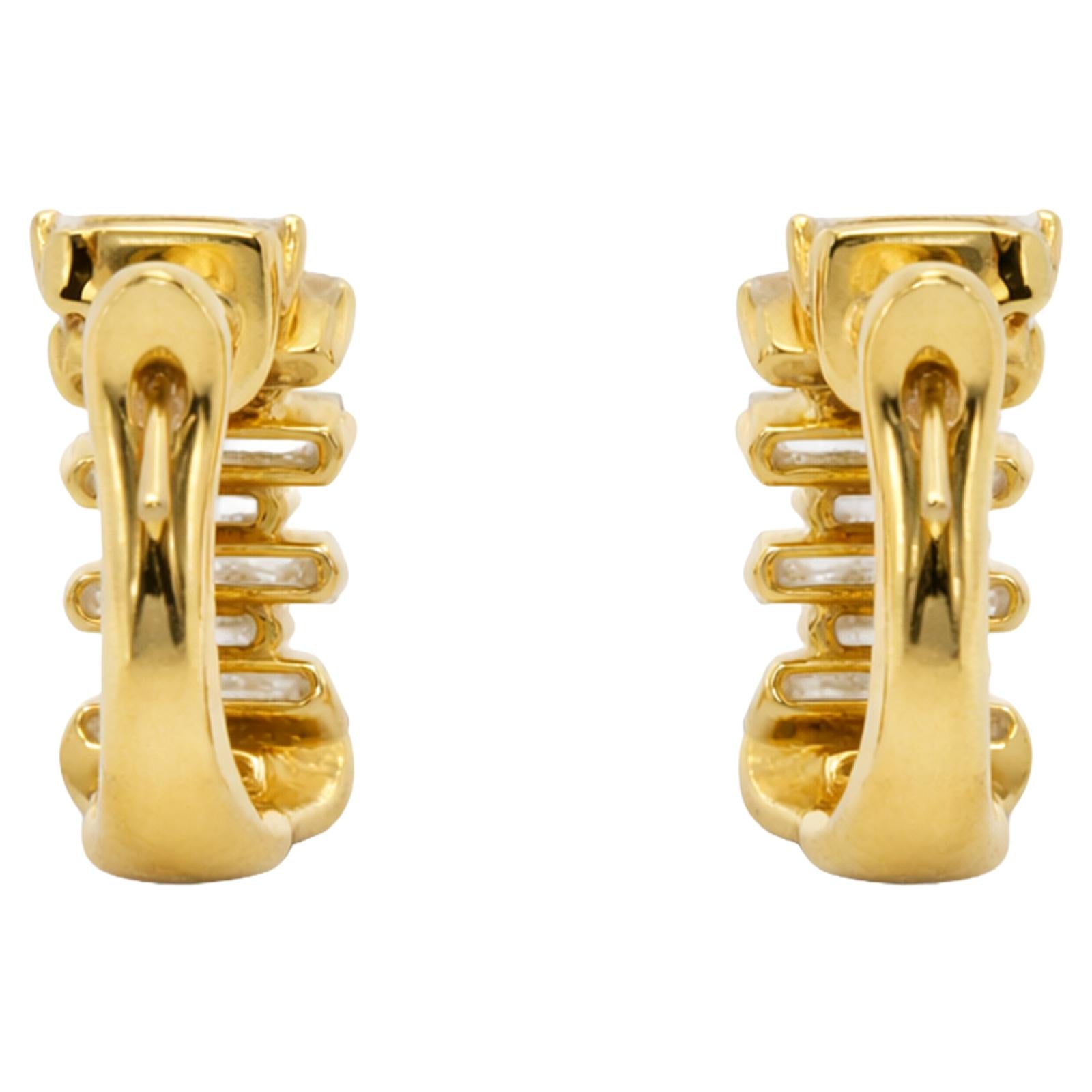 Baguette Diamond Graduated Hoop Earrings