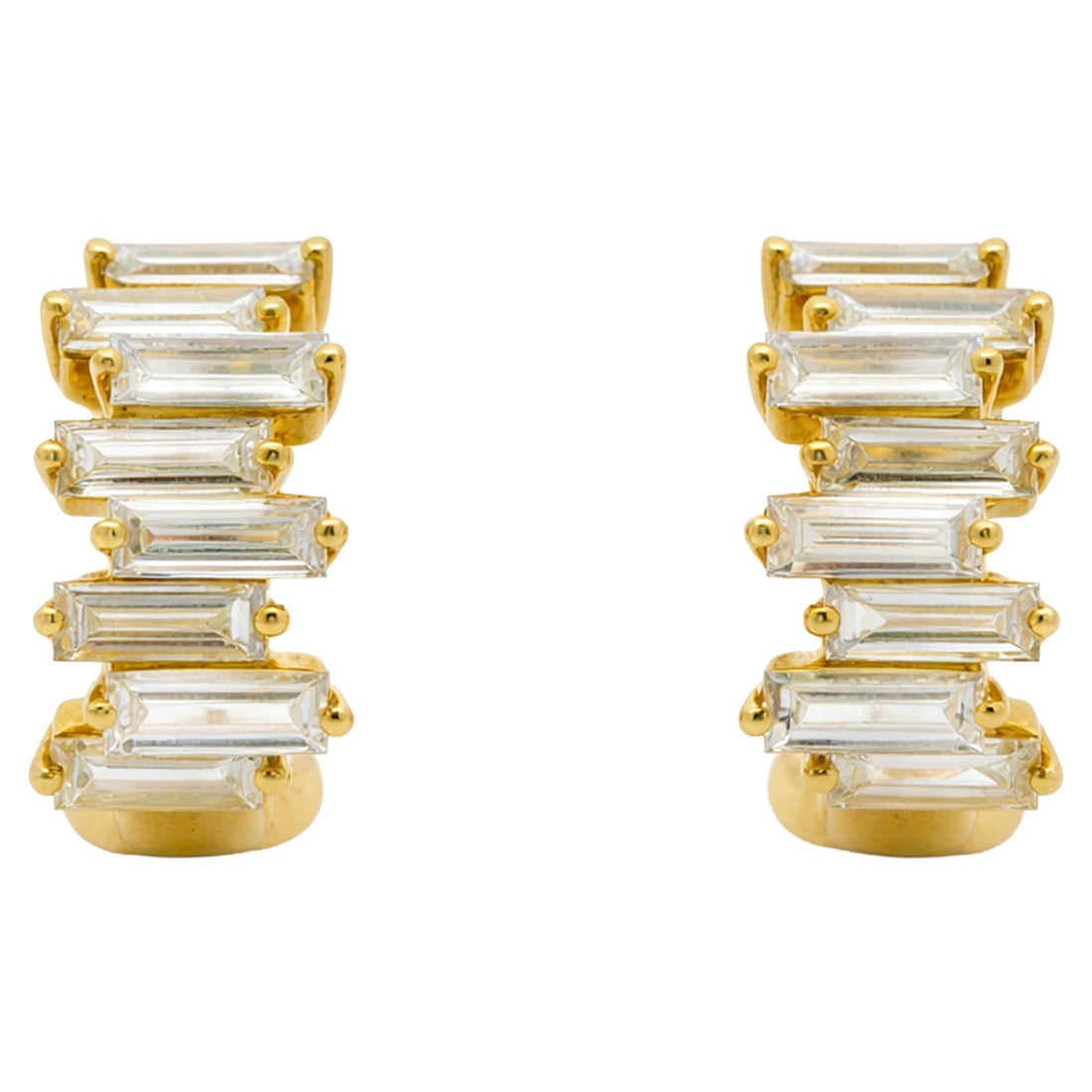 Baguette Diamond Graduated Hoop Earrings