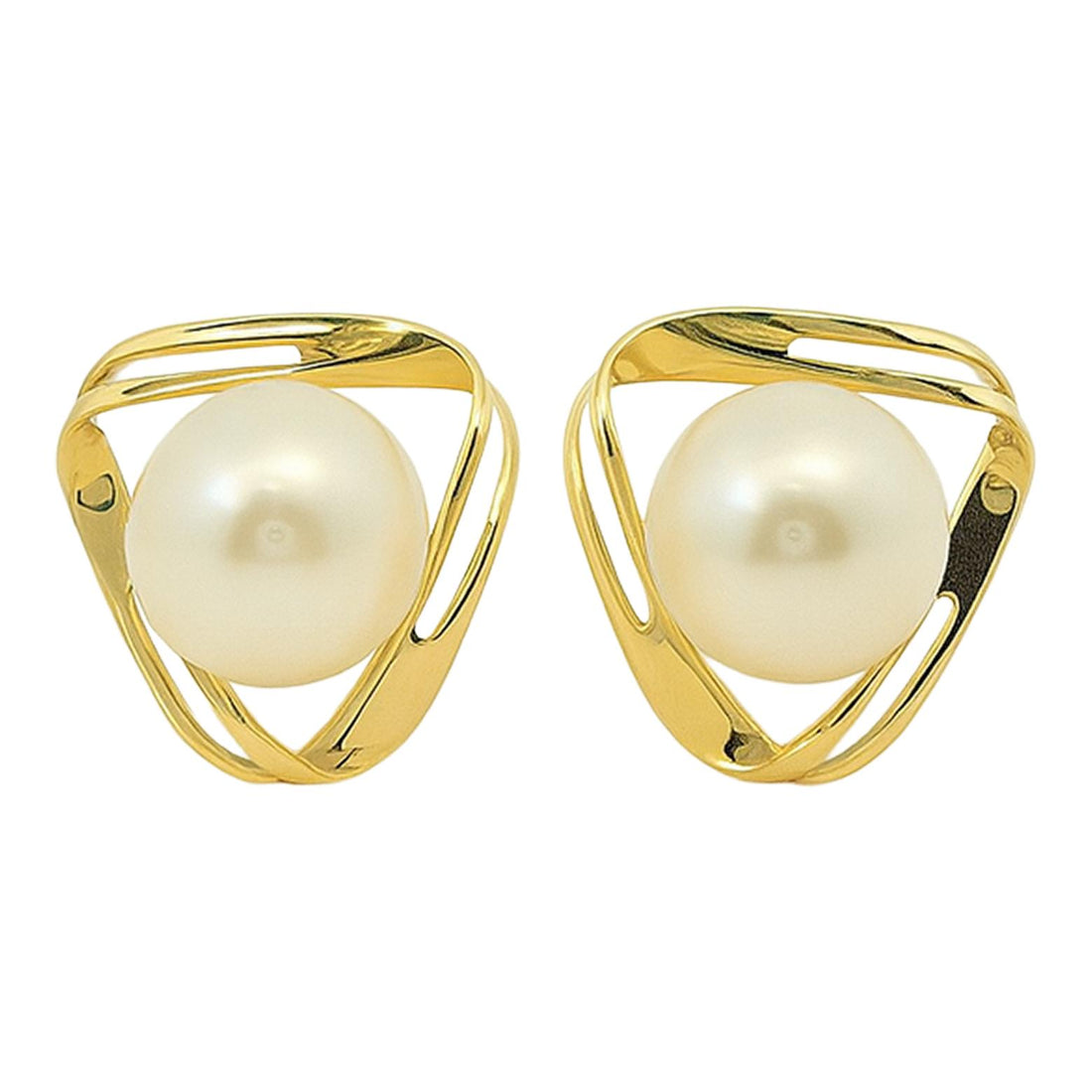 Modern Pearl Orbit Stud Earrings