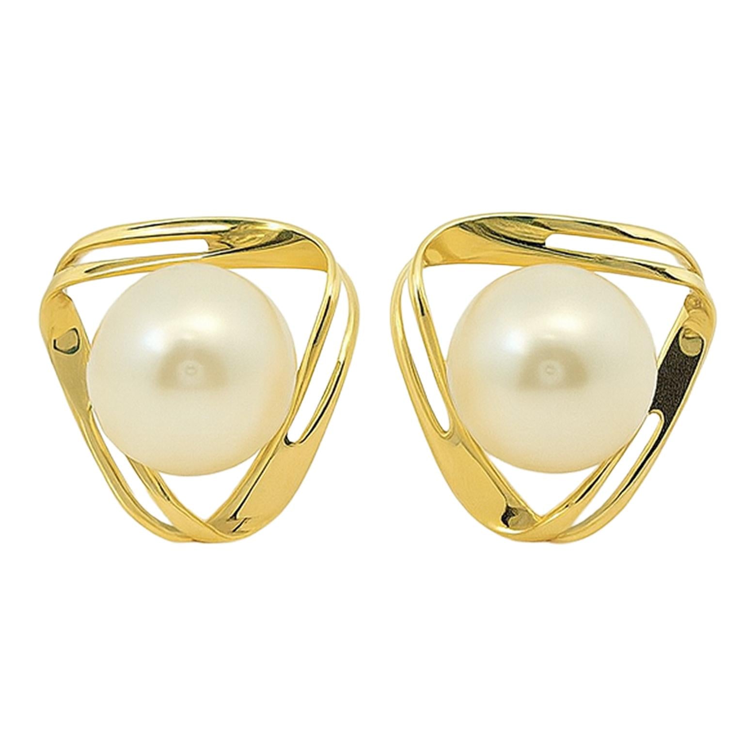 Modern Pearl Orbit Stud Earrings