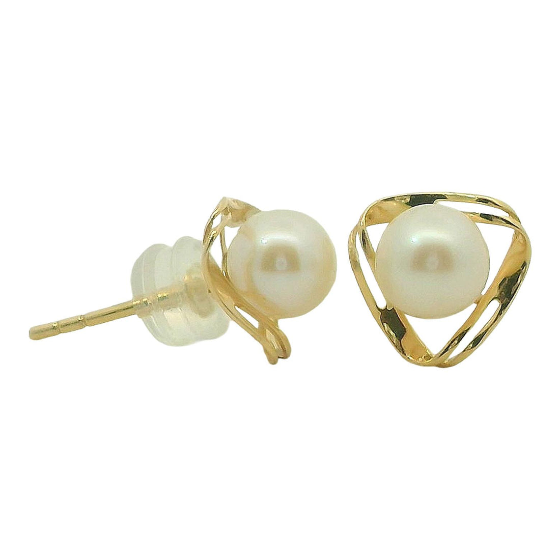 Modern Pearl Orbit Stud Earrings