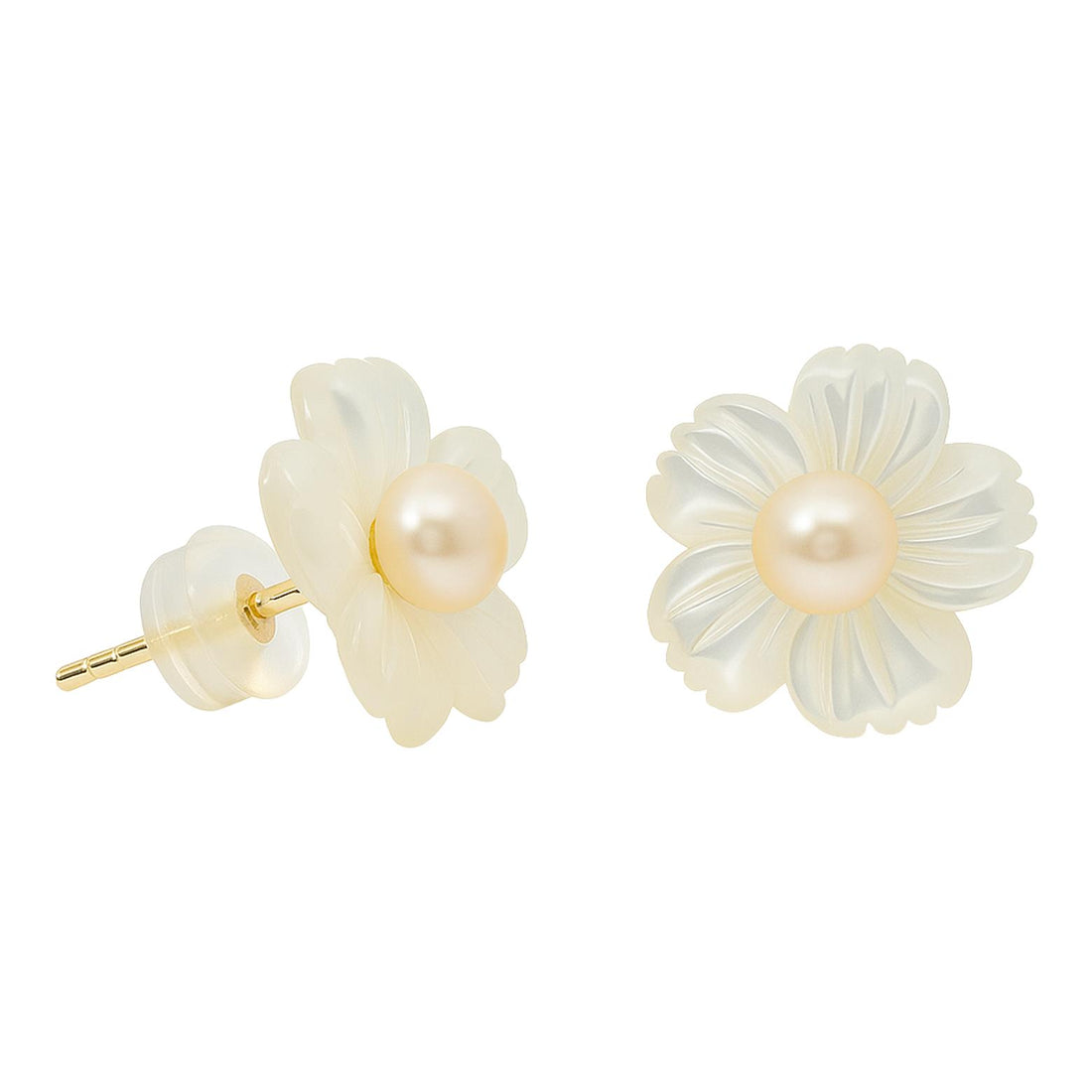Carved Floral Stud Earrings