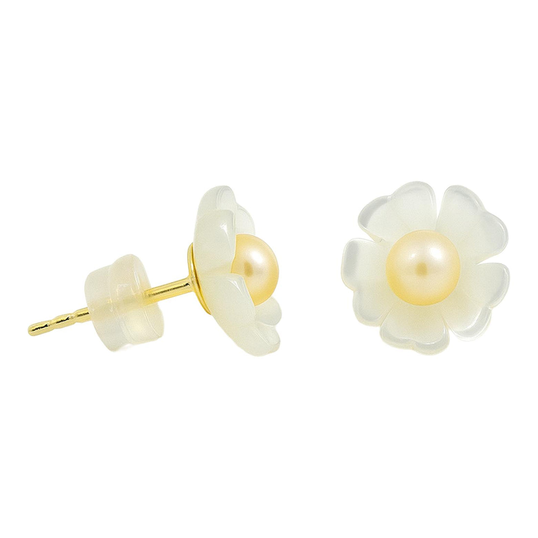 Petal Pearl Flower Stud Earrings