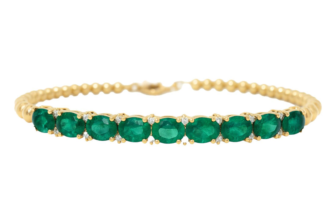 Emerald Beaded Diamond Cuff
