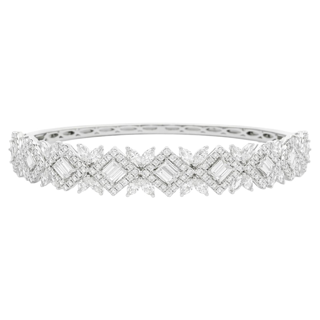 Baguette Diamond Halo Station Bangle
