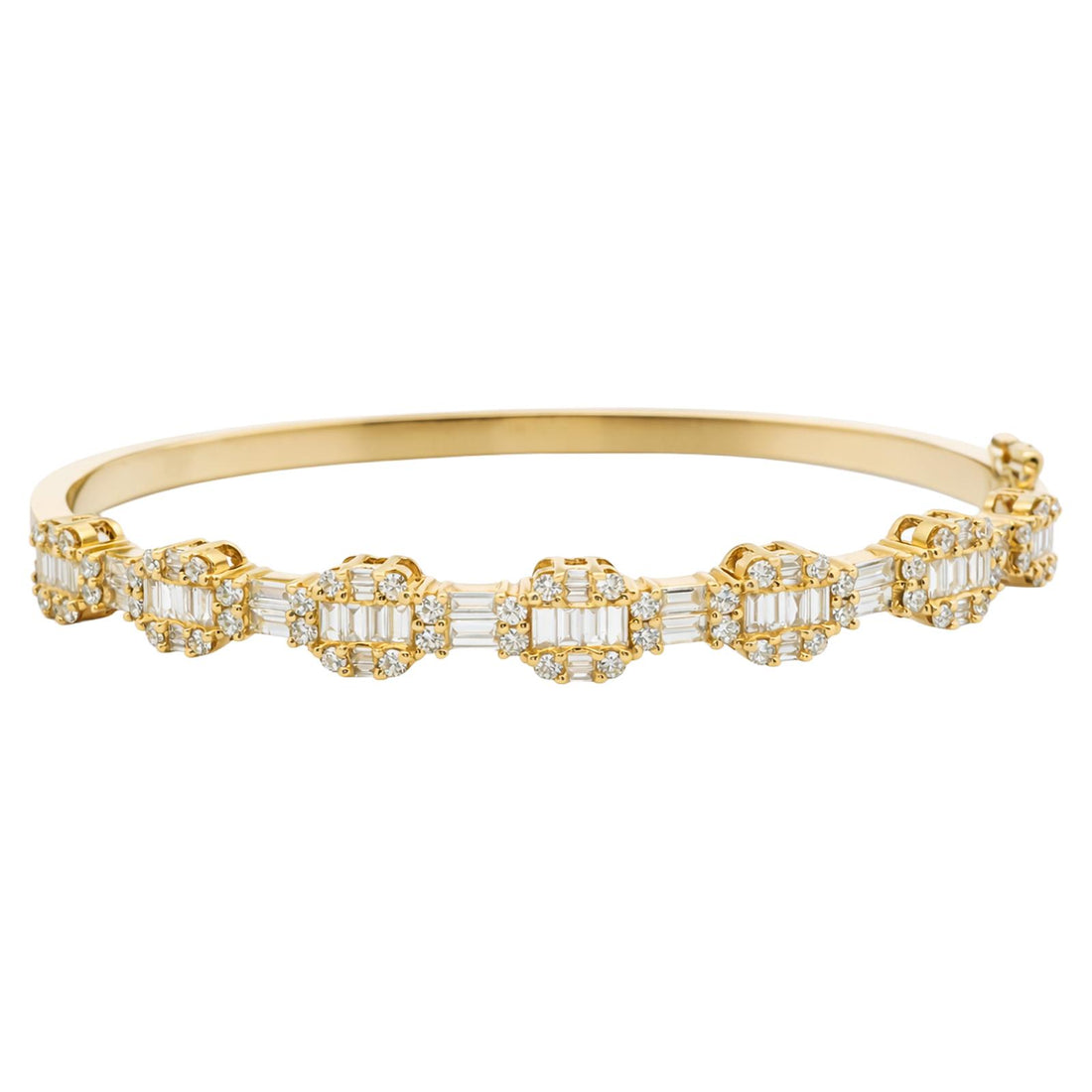 Baguette and Round Diamond Station Bangle