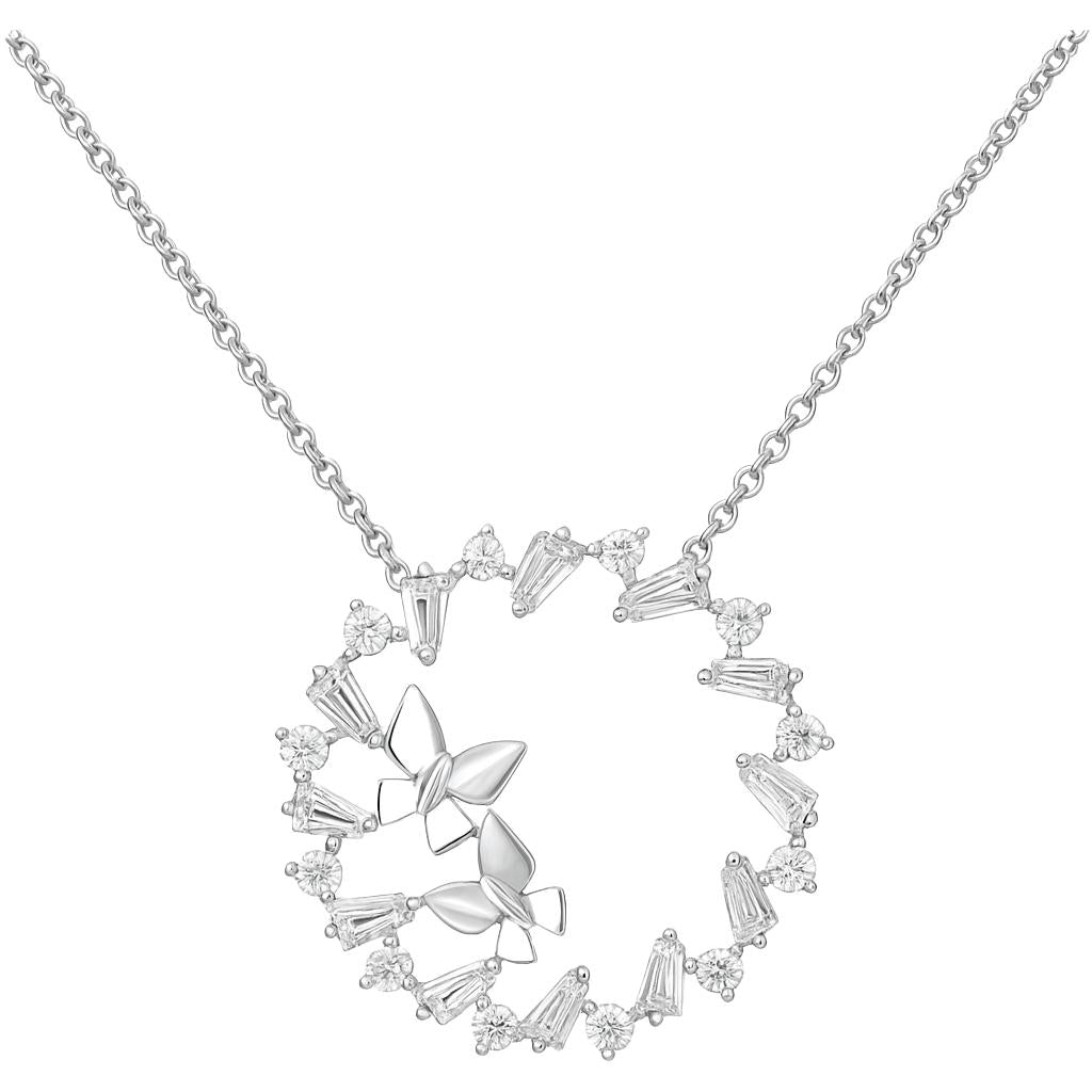 Diamond Butterfly Circle Necklace