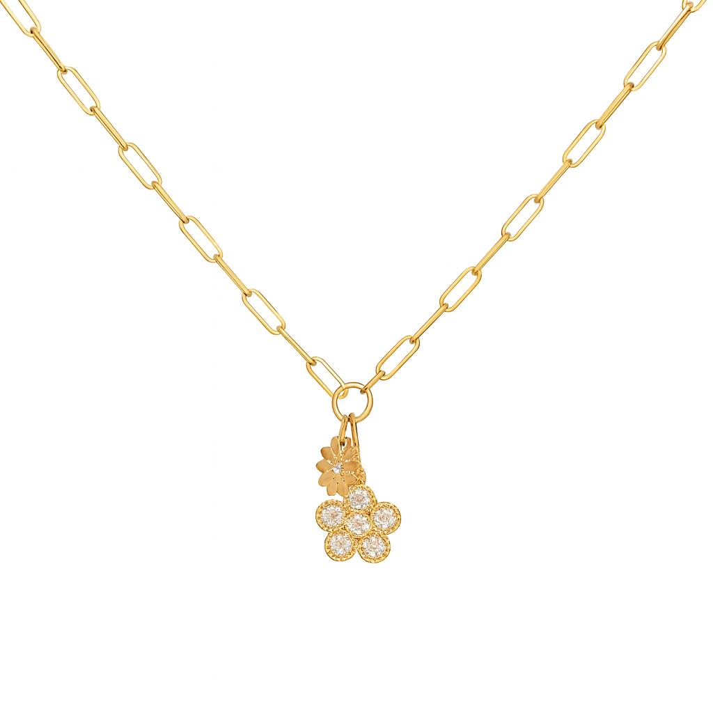 Diamond Daisy Charm Necklace