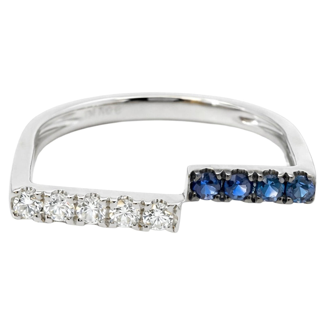 Two-Tone Diamond & Sapphire Open Ring