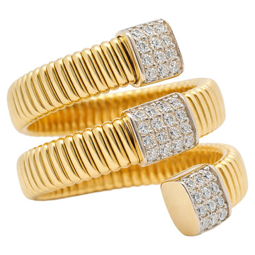 Ribbed Diamond Wrap Ring