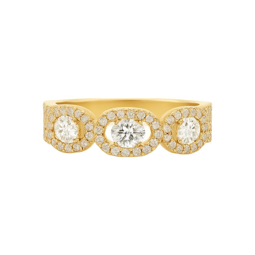 Triple Halo Link Ring