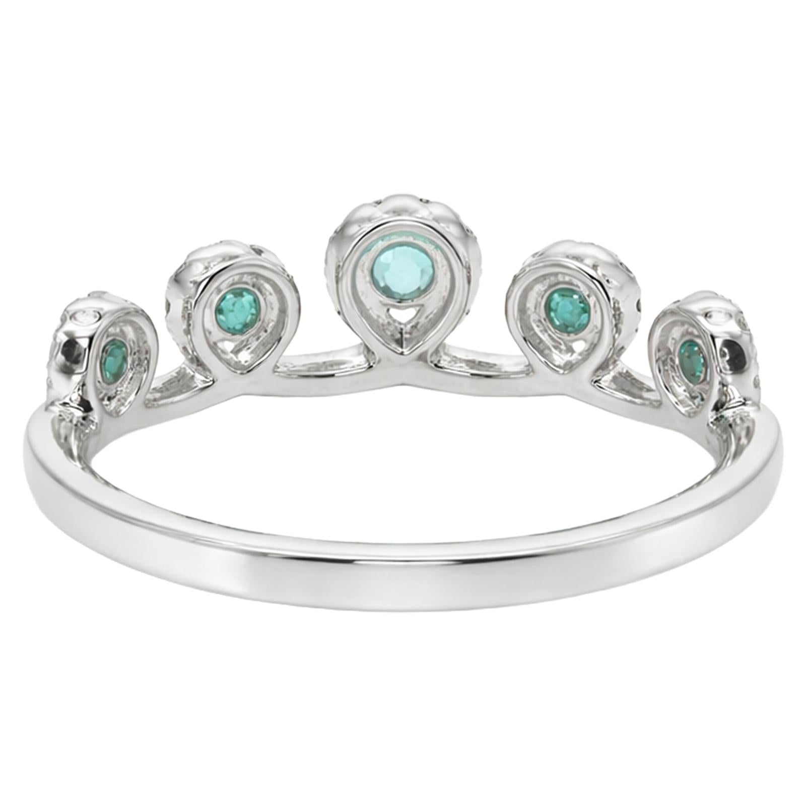 Emerald Diamond Halo Crown Ring